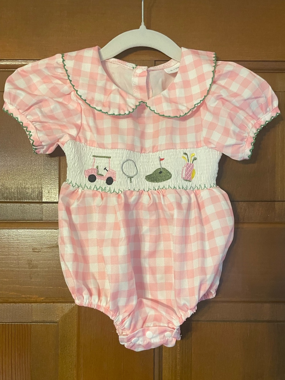 Infant Girls' Pink Gingham Smocked Golf One-Piece Size 6 Months